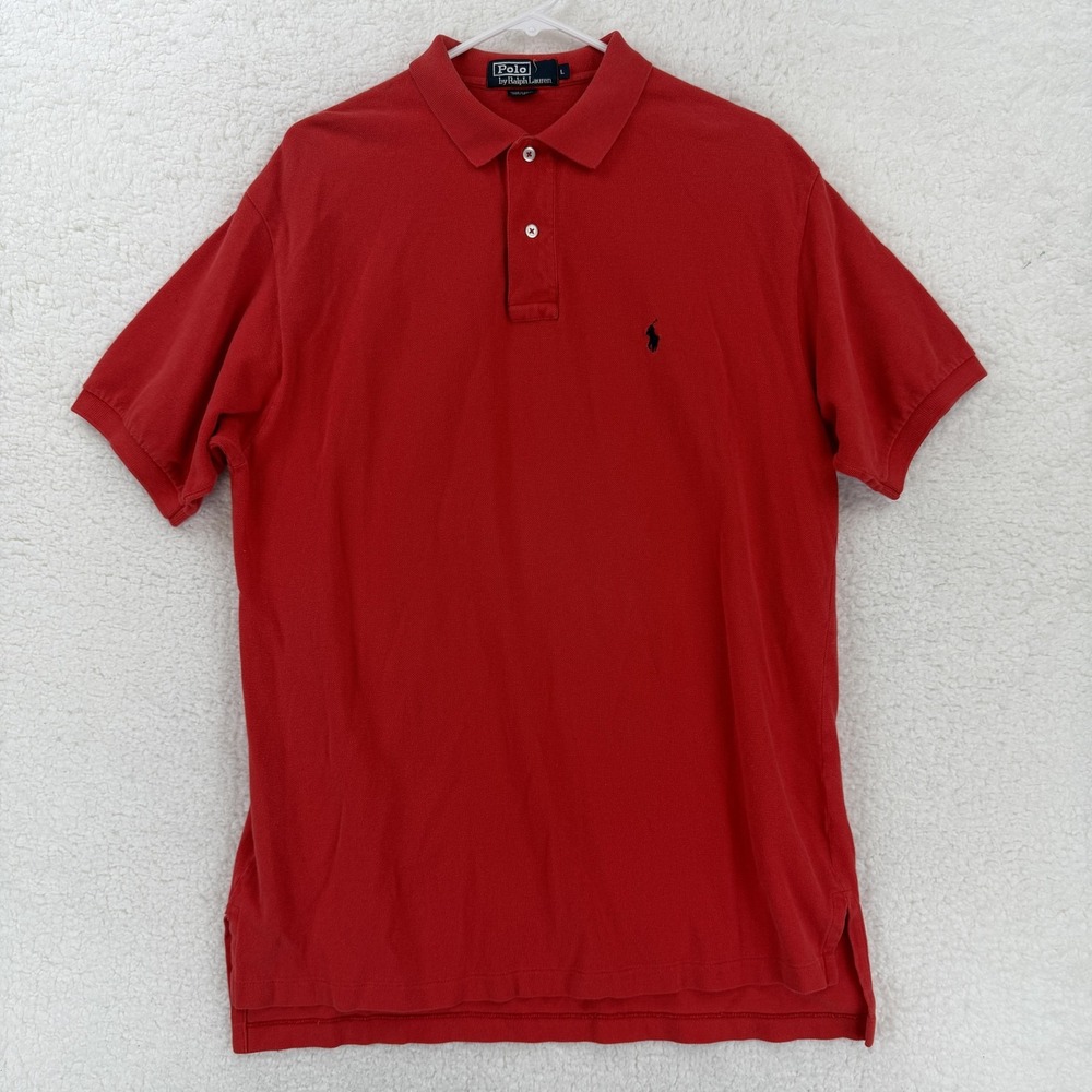 Polo Ralph Lauren Polo Shirt Mens Large Red Cotton Knit Pony Logo Casual Golf